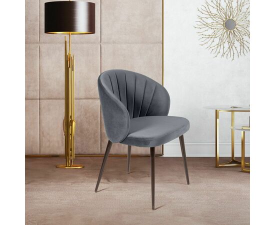 Стул Mont Blanc, бархат светло-серый 26 / черный конус, изображение 4 | Интернет магазин мебели и декора LifeDekor