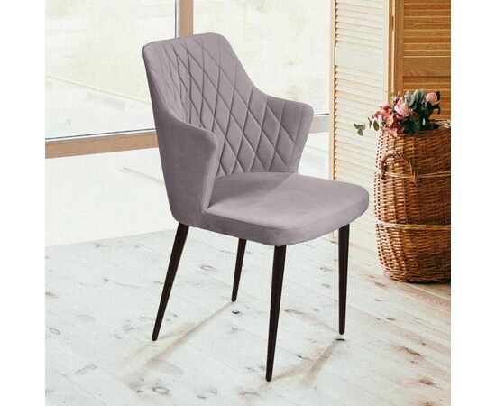 Стул с подлокотниками Hunt ромб, бархат светло-серый 26 / чёрный конус, изображение 4 | Интернет магазин мебели и декора LifeDekor