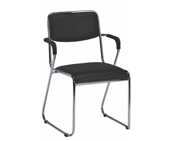 Кресло для посетителей Everprof Fix Plus Chrome Экокожа Черный | Интернет магазин мебели и декора LifeDekor