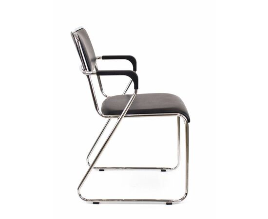 Кресло для посетителей Everprof Fix Plus Chrome Экокожа Черный, изображение 2 | Интернет магазин мебели и декора LifeDekor