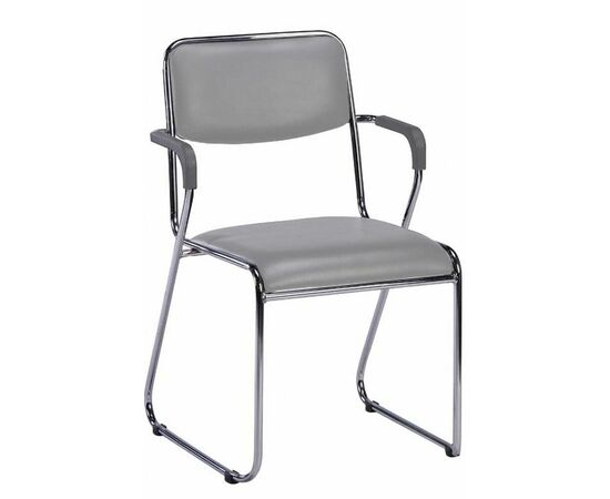 Кресло для посетителей Everprof Fix Plus Chrome Экокожа Серый | Интернет магазин мебели и декора LifeDekor