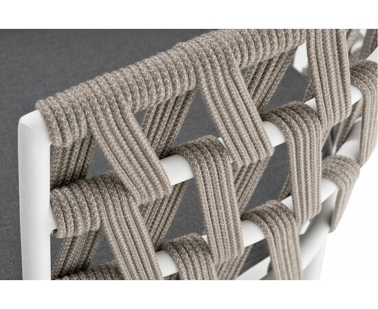 "Диего" стул плетеный из роупа, каркас из стали белый муар, роуп серый меланж круглый, ткань серая 017, изображение 9 | Интернет магазин мебели и декора LifeDekor