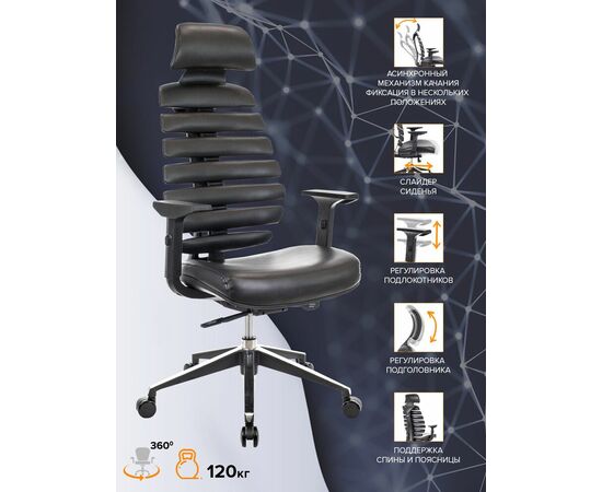 Эргономичное кресло Everprof Ergo Black Экокожа Черный, изображение 4 | Интернет магазин мебели и декора LifeDekor