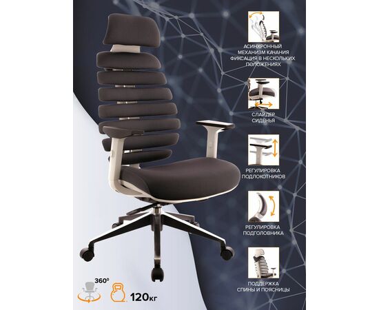 Эргономичное кресло Everprof Ergo Grey Ткань Серый, изображение 4 | Интернет магазин мебели и декора LifeDekor