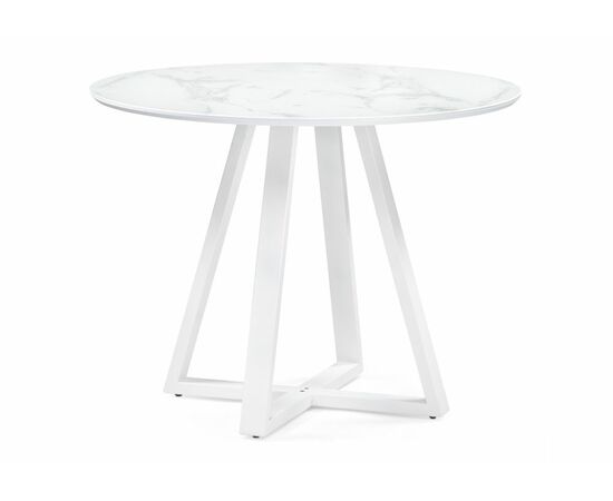 Стол стеклянный Норфолк 100 белый мрамор / белый | Интернет магазин мебели и декора LifeDekor