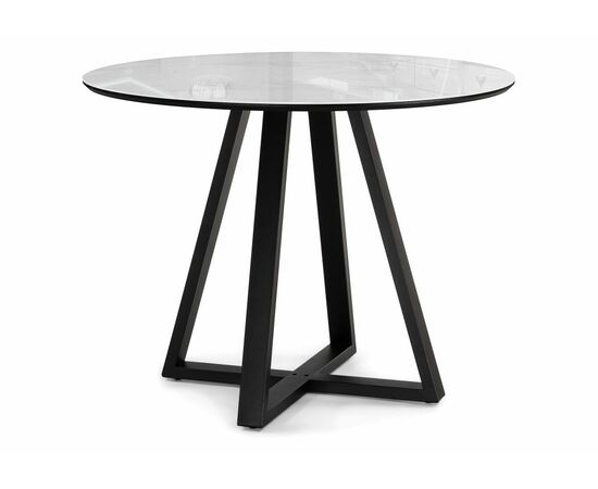 Стол стеклянный Норфолк 100 белый мрамор / черный | Интернет магазин мебели и декора LifeDekor