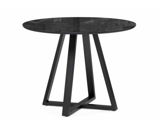 Стол стеклянный Норфолк 100 черный мрамор / черный | Интернет магазин мебели и декора LifeDekor