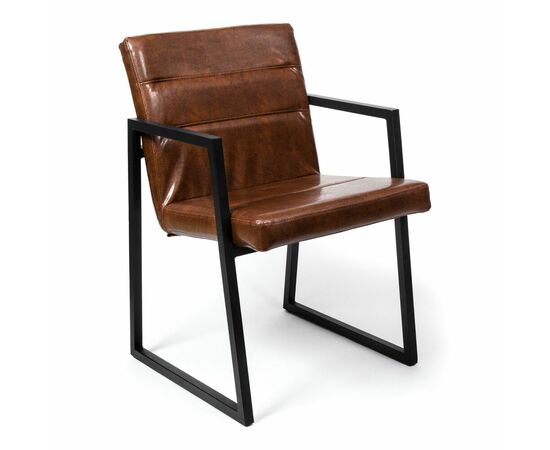 Стул в стиле лофт SHADO Бенедикт коричневая обивка, черный каркас | Интернет магазин мебели и декора LifeDekor