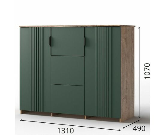 Комод «Герта» КМК 0979.16, дуб канзас/зеленый матовый, изображение 3 | Интернет магазин мебели и декора LifeDekor