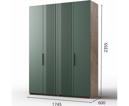 Шкаф «Герта» 4д КМК 0979.1, дуб канзас/зеленый матовый, изображение 4 | Интернет магазин мебели и декора LifeDekor
