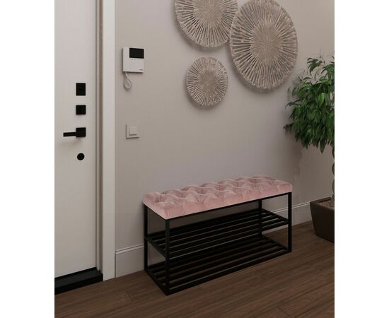 Обувница SHADO ТК36 черная с обивкой пыльная роза, изображение 7 | Интернет магазин мебели и декора LifeDekor