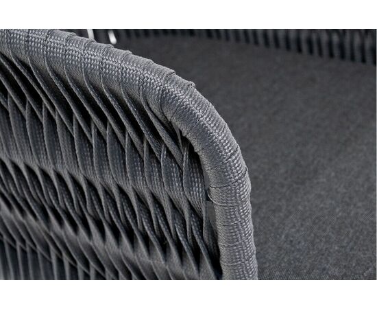 "Бордо" стул барный плетеный из роупа (колос), каркас из стали серый (RAL7022) муар, роуп серый 15мм, ткань темно-серая 027, изображение 4 | Интернет магазин мебели и декора LifeDekor