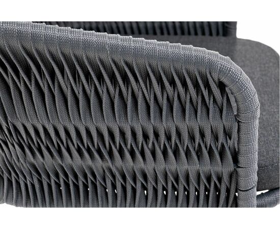 "Бордо" стул барный плетеный из роупа (колос), каркас из стали серый (RAL7022) муар, роуп серый 15мм, ткань темно-серая 027, изображение 5 | Интернет магазин мебели и декора LifeDekor
