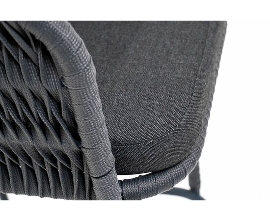"Бордо" стул барный плетеный из роупа (колос), каркас из стали серый (RAL7022) муар, роуп серый 15мм, ткань темно-серая 027, изображение 6 | Интернет магазин мебели и декора LifeDekor