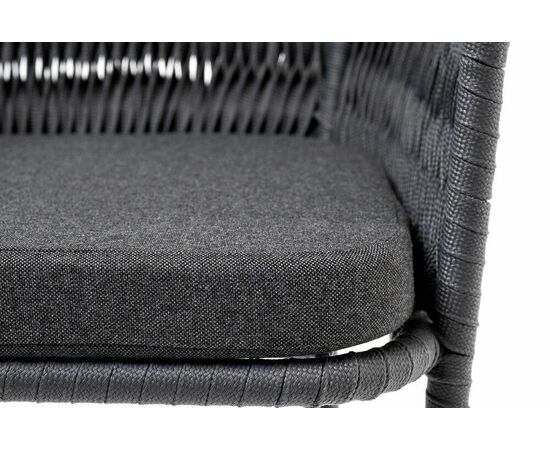 "Бордо" стул барный плетеный из роупа (колос), каркас из стали серый (RAL7022) муар, роуп серый 15мм, ткань темно-серая 027, изображение 7 | Интернет магазин мебели и декора LifeDekor