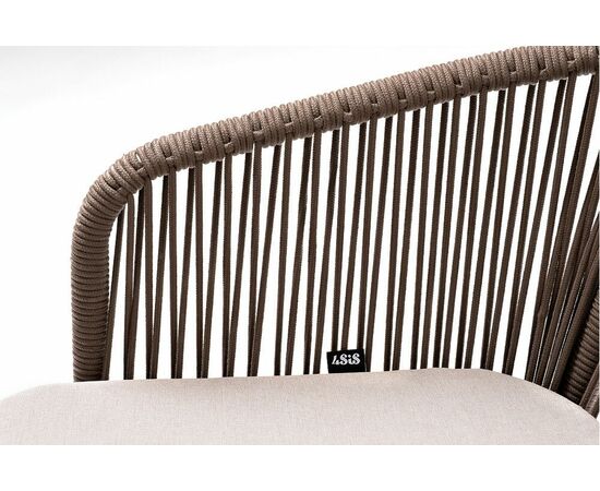 "Марсель" стул барный плетеный из роупа, каркас из стали белый муар, роуп коричневый круглый, ткань бежевая 052, изображение 6 | Интернет магазин мебели и декора LifeDekor