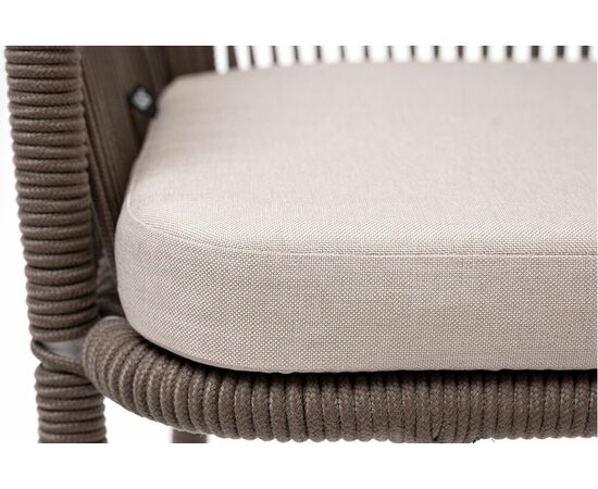 "Марсель" стул барный плетеный из роупа, каркас из стали белый муар, роуп коричневый круглый, ткань бежевая 052, изображение 8 | Интернет магазин мебели и декора LifeDekor