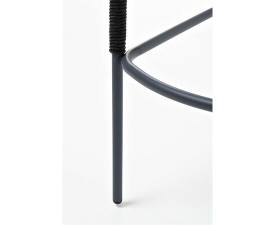 "Марсель" стул барный плетеный из роупа, каркас из стали серый (RAL7022) муар, роуп темно-серый круглый, ткань темно-серая 027, изображение 8 | Интернет магазин мебели и декора LifeDekor