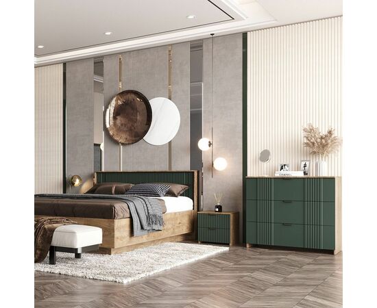 Кровать «Герта» КМК 0979.8 160x200см, дуб канзас/зеленый матовый, изображение 5 | Интернет магазин мебели и декора LifeDekor