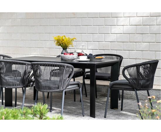 "Венето" обеденный стол из HPL 160х80см, цвет "серый гранит", каркас черный, изображение 7 | Интернет магазин мебели и декора LifeDekor