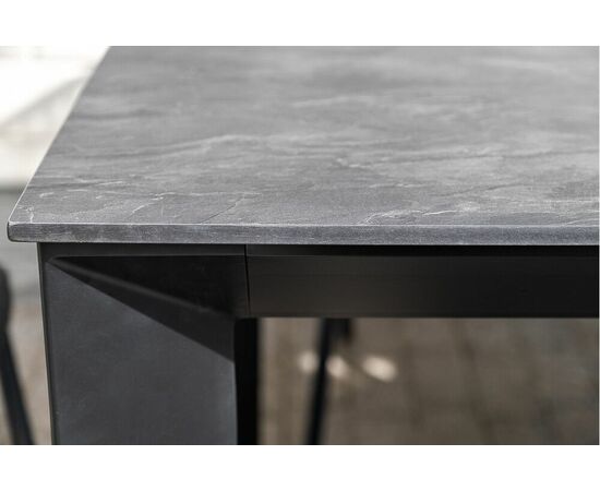 "Венето" обеденный стол из HPL 160х80см, цвет "серый гранит", каркас черный, изображение 11 | Интернет магазин мебели и декора LifeDekor