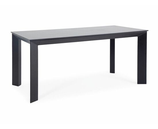 "Венето" обеденный стол из HPL 140х80см, цвет "серый гранит", каркас черный, изображение 2 | Интернет магазин мебели и декора LifeDekor