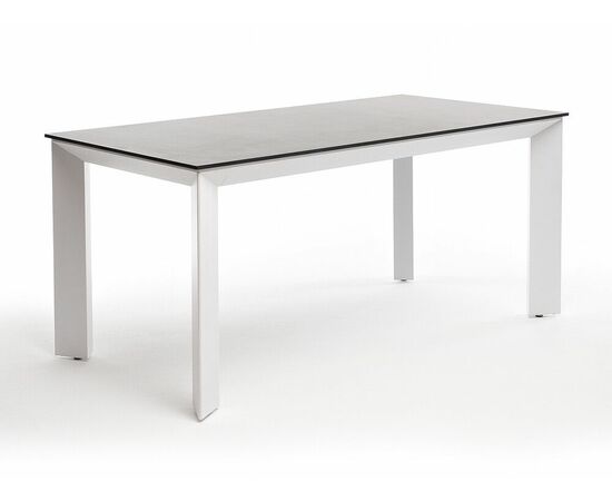 "Венето" обеденный стол из HPL 160х80см, цвет "серый гранит", каркас белый | Интернет магазин мебели и декора LifeDekor