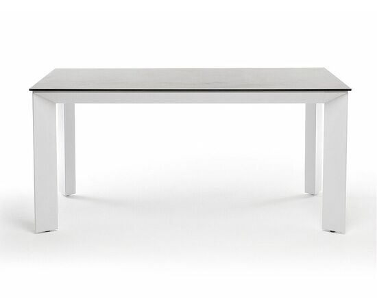 "Венето" обеденный стол из HPL 160х80см, цвет "серый гранит", каркас белый, изображение 2 | Интернет магазин мебели и декора LifeDekor