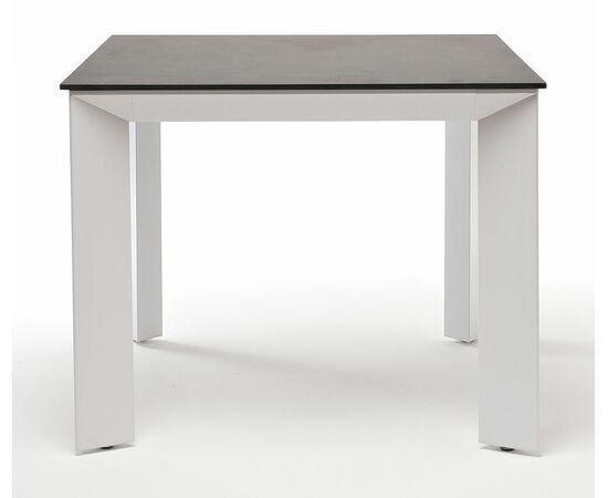 "Венето" обеденный стол из HPL 90х90см, цвет "серый гранит", каркас белый, изображение 2 | Интернет магазин мебели и декора LifeDekor