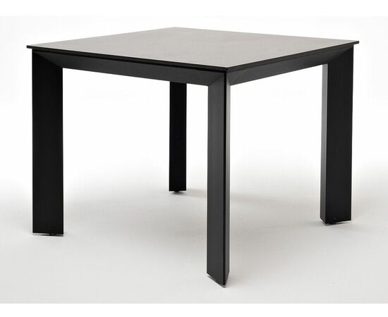 "Венето" обеденный стол из HPL 90х90см, цвет "серый гранит", каркас черный | Интернет магазин мебели и декора LifeDekor