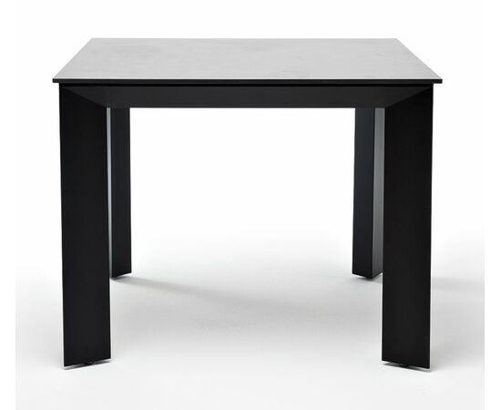 "Венето" обеденный стол из HPL 90х90см, цвет "серый гранит", каркас черный, изображение 2 | Интернет магазин мебели и декора LifeDekor