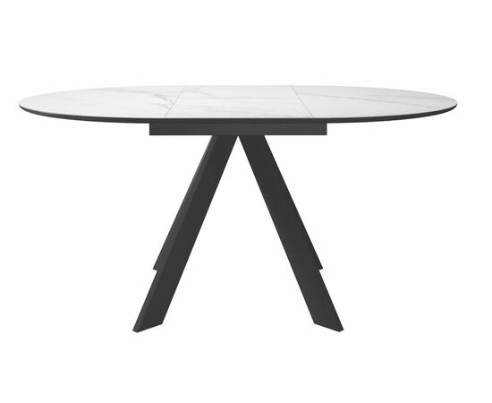 Стол DikLine SKC110 d1100 Керамика Белый мрамор/подстолье черное/опоры черные, изображение 2 | Интернет магазин мебели и декора LifeDekor