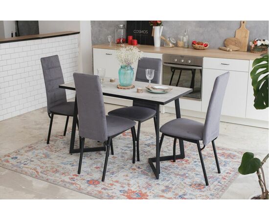 Обеденная группа SHADO Керамика Берлин Беж. 18 Зевс 10 Велюр Серый, изображение 2 | Интернет магазин мебели и декора LifeDekor