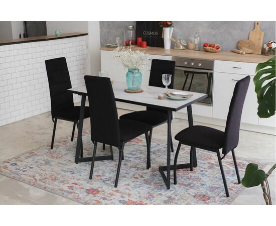 Обеденная группа SHADO Керамика Флоренс 18 Зевс 10 Велюр Черный, изображение 2 | Интернет магазин мебели и декора LifeDekor
