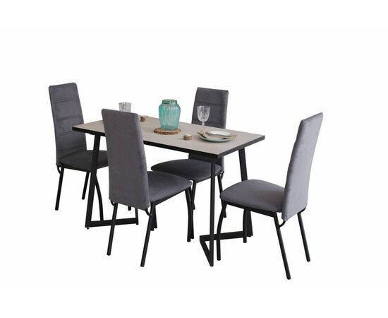 Обеденная группа SHADO Керамика Берлин Беж. 18 Зевс 10 Велюр Серый | Интернет магазин мебели и декора LifeDekor