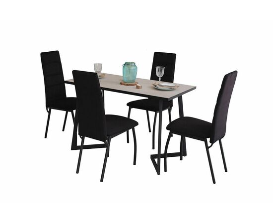 Обеденная группа для кухни SHADO Керамика Берлин Беж. 18 Зевс 10 Велюр Черный | Интернет магазин мебели и декора LifeDekor