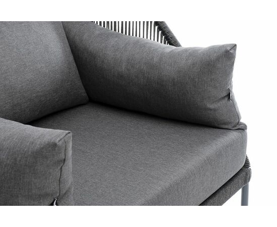 "Мадрид" кресло плетеное из роупа, каркас алюминий темно-серый (RAL7024) муар, роуп темно-серый круглый, ткань темно-серая 027, изображение 4 | Интернет магазин мебели и декора LifeDekor