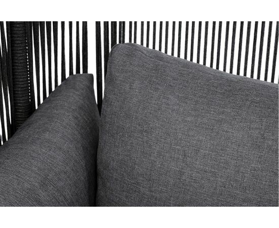 "Мадрид" кресло плетеное из роупа, каркас алюминий темно-серый (RAL7024) муар, роуп темно-серый круглый, ткань темно-серая 027, изображение 6 | Интернет магазин мебели и декора LifeDekor