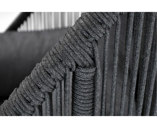 "Мадрид" кресло плетеное из роупа, каркас алюминий темно-серый (RAL7024) муар, роуп темно-серый круглый, ткань темно-серая 027, изображение 11 | Интернет магазин мебели и декора LifeDekor