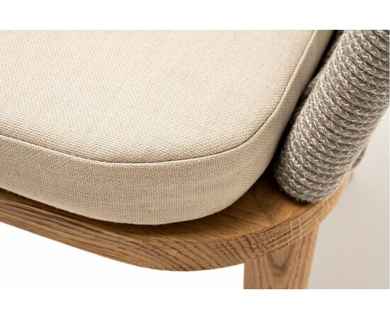 "Марсель" стул плетеный из роупа, основание дуб, роуп серый меланж круглый, ткань бежевая 052, изображение 4 | Интернет магазин мебели и декора LifeDekor