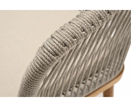 "Марсель" стул плетеный из роупа, основание дуб, роуп серый меланж круглый, ткань бежевая 052, изображение 5 | Интернет магазин мебели и декора LifeDekor