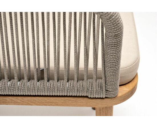 "Марсель" стул плетеный из роупа, основание дуб, роуп серый меланж круглый, ткань бежевая 052, изображение 6 | Интернет магазин мебели и декора LifeDekor