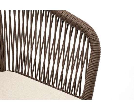 "Марсель" стул плетеный из роупа, основание дуб, роуп коричневый круглый, ткань бежевая 052, изображение 4 | Интернет магазин мебели и декора LifeDekor