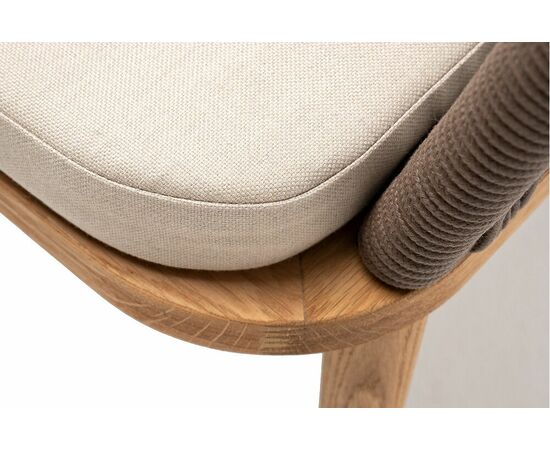 "Марсель" стул плетеный из роупа, основание дуб, роуп коричневый круглый, ткань бежевая 052, изображение 6 | Интернет магазин мебели и декора LifeDekor