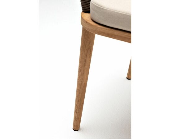 "Марсель" стул плетеный из роупа, основание дуб, роуп коричневый круглый, ткань бежевая 052, изображение 9 | Интернет магазин мебели и декора LifeDekor