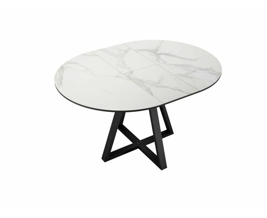Стол DikLine SKZ100 d1000 Керамика Cristal Onyx Bianco Polished/подстолье черное/опоры черные (2 уп.), изображение 4 | Интернет магазин мебели и декора LifeDekor