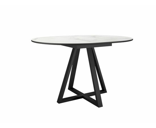 Стол DikLine SKZ100 d1000 Керамика Cristal Onyx Bianco Polished/подстолье черное/опоры черные (2 уп.), изображение 2 | Интернет магазин мебели и декора LifeDekor