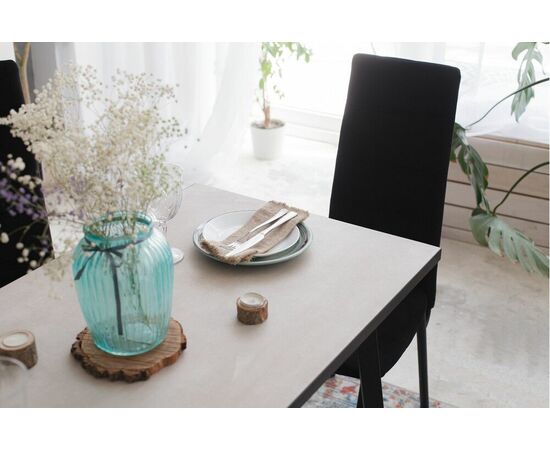 Обеденная группа для кухни SHADO Керамика Берлин Беж. 18 Зевс 10 Велюр Черный, изображение 2 | Интернет магазин мебели и декора LifeDekor