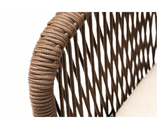 "Марсель" стул плетеный из роупа, каркас алюминий белый муар, роуп коричневый круглый, ткань бежевая 052, изображение 5 | Интернет магазин мебели и декора LifeDekor