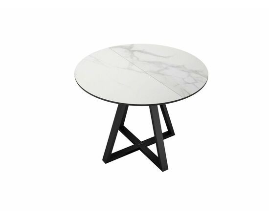 Стол DikLine SKZ100 d1000 Керамика Cristal Onyx Bianco Polished/подстолье черное/опоры черные (2 уп.), изображение 5 | Интернет магазин мебели и декора LifeDekor